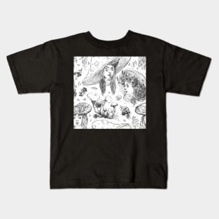 Goth girl with mushroom hat Kids T-Shirt